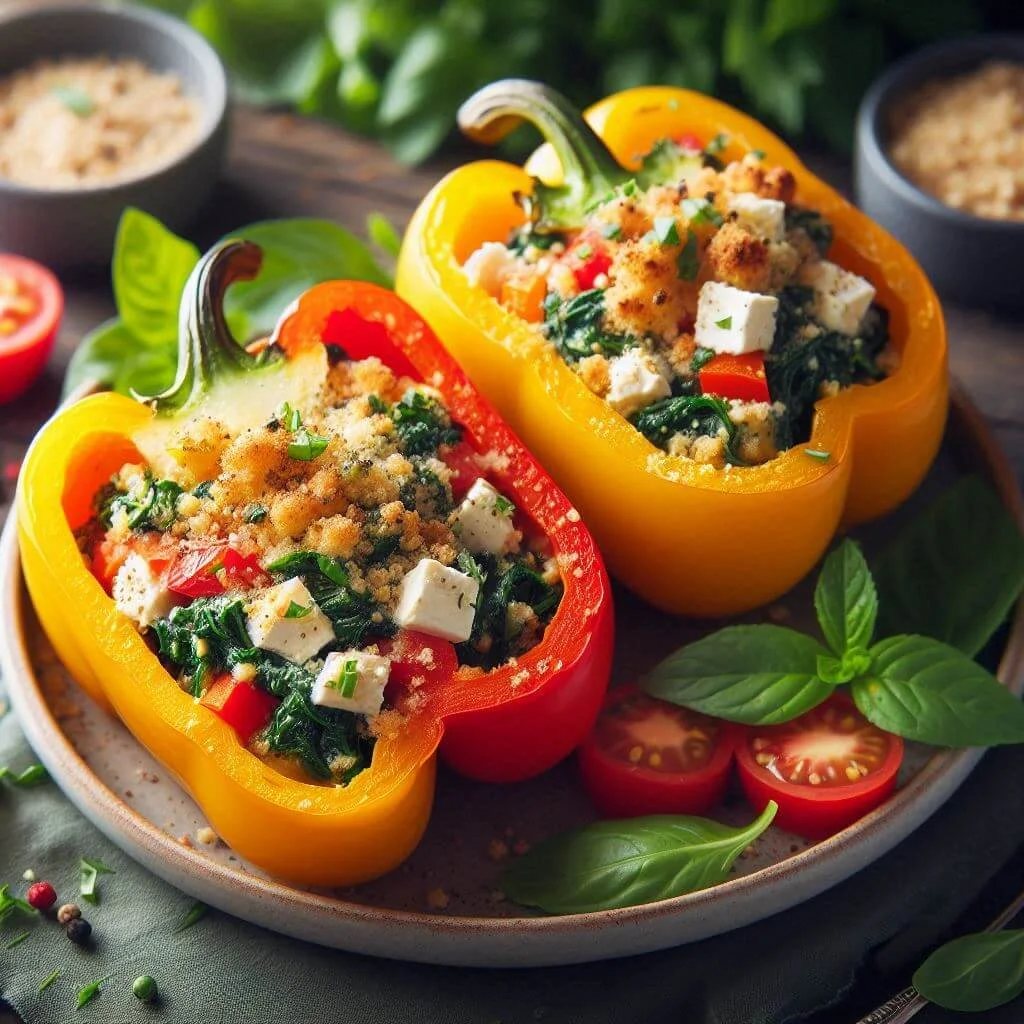 Feta and Spinach Stuffed Peppers